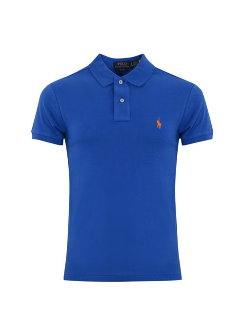 Polo due bottoni in cotone con logo blu POLO RALPH LAUREN | 710795080014